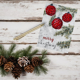 Festiva Tarjeta de vacaciones Rústica de Navidades de pino