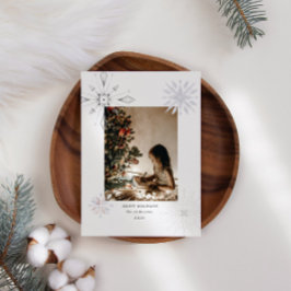 Festiva Tarjeta de vacaciones Silver Snowflake Photo