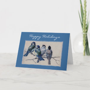 Festiva Tarjeta de vacaciones Simple Bluebird Feliz