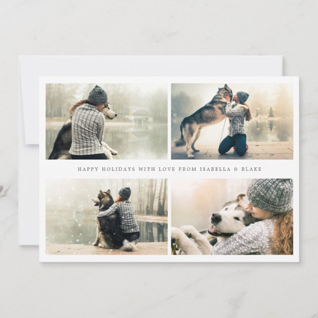 Festiva Tarjeta de vacaciones simple de 4 fotos en collage (Anverso)