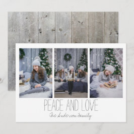 Festiva Tarjeta de vacaciones simple de tres fotos Rústica