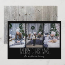 Tarjeta de vacaciones simple de tres fotos Rústica