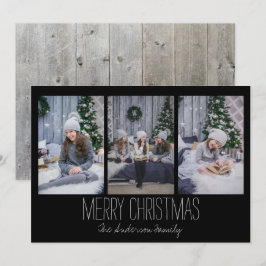 Festiva Tarjeta de vacaciones simple de tres fotos Rústica