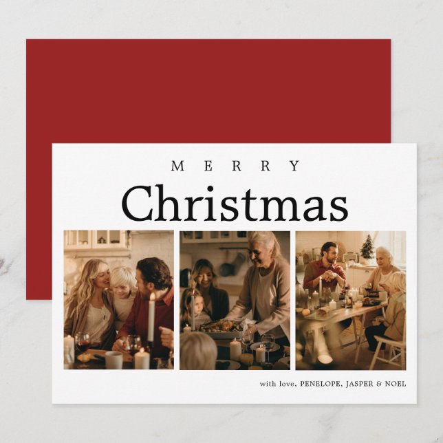 Festiva Tarjeta de vacaciones simple y elegante para Navid (Anverso / Reverso)