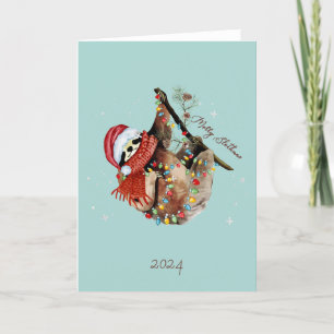 Festiva Tarjeta de vacaciones Sloth navidades