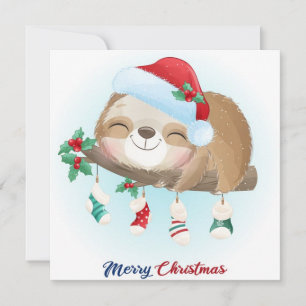 Festiva Tarjeta de vacaciones Sloth navidades