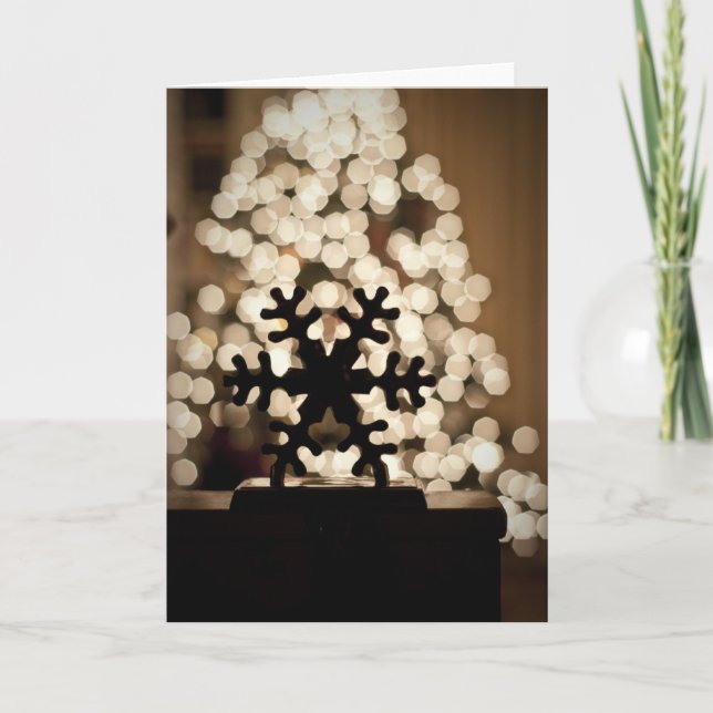 Festiva Tarjeta de vacaciones Snowflake Silhouette (Anverso)