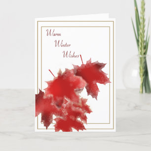 Festiva Tarjeta de vacaciones Snowley Red Leaves