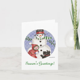 Festiva Tarjeta de vacaciones Snowman and Scottie