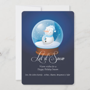 Festiva Tarjeta de vacaciones Snowman Globe