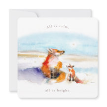 Tarjeta de vacaciones Snowy Foxes Flat