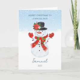 Festiva Tarjeta de vacaciones Son Navidades Snowman