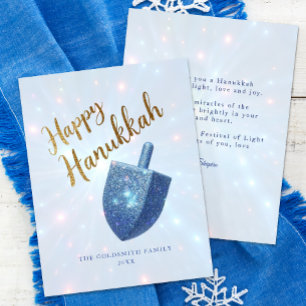 Festiva Tarjeta de vacaciones Sparkling Dreidel Hanukkah