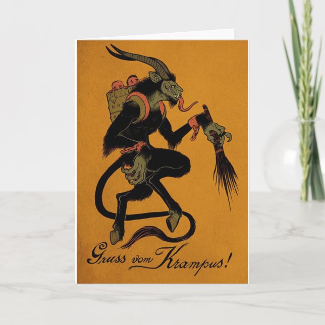 Festiva Tarjeta de vacaciones tradicional de Krampus (Anverso)