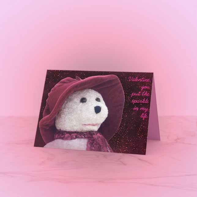 Festiva Tarjeta de vacaciones Valentine Sparkle Teddy Bear (Subido por el creador)