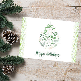 Festiva Tarjeta de vacaciones verde para Navidades botánic