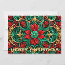 Tarjeta de vacaciones verde roja decorativa