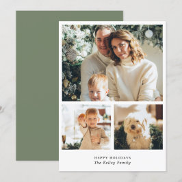 Festiva Tarjeta de vacaciones vertical tres fotos minimali