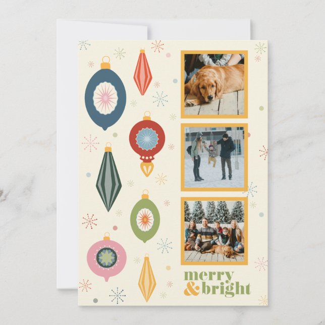 Festiva Tarjeta de vacaciones vintage Merry & Bright (Anverso)