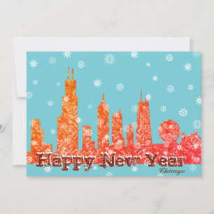 Festiva Tarjeta de vacaciones Winter Chicago Skyline