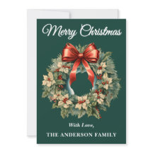 Tarjeta de vacaciones Wreath de Green Holly Berry 