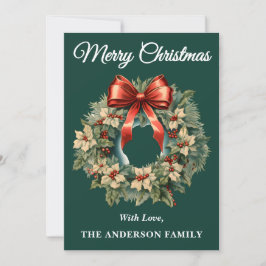 Festiva Tarjeta de vacaciones Wreath de Green Holly Berry 