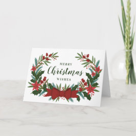 Festiva Tarjeta de vacaciones Wreath de Greenery para navi