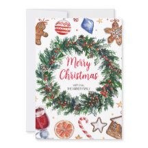 Tarjeta de vacaciones Wreath para navidades