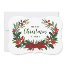 Tarjeta de vacaciones Wreath para Navidades clásic