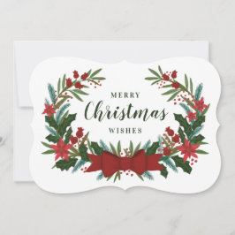 Festiva Tarjeta de vacaciones Wreath para Navidades clásic