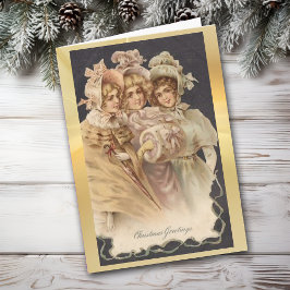 Festiva Tarjeta de viajero vintage para tres Navidades vic