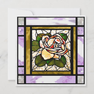 Festiva Tarjeta de vidrio manchado de Rosa de oro Art Deco