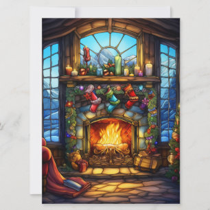 Festiva Tarjeta de vidrio manchado para navidades