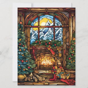 Festiva Tarjeta de vidrio manchado para navidades
