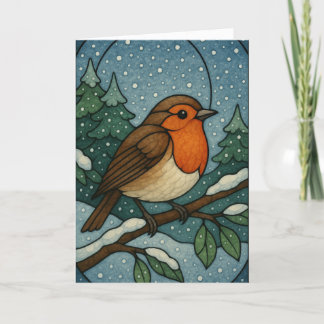 Festiva Tarjeta de vidrio Robin Staines para navidades