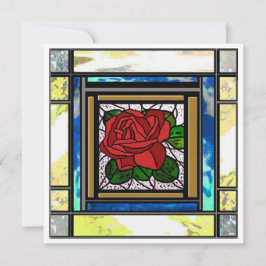 Festiva Tarjeta de vidrio teñido Art Deco rosa roja