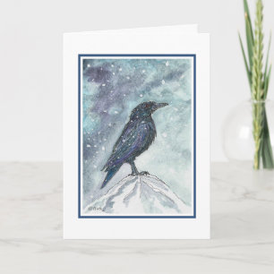 Festiva Tarjeta de Yule del cuervo de la nieve - revisada