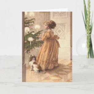 Festiva Tarjeta de Yule del vintage con el poema