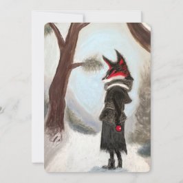 Festiva Tarjeta de zorro de invierno de vacaciones pintada