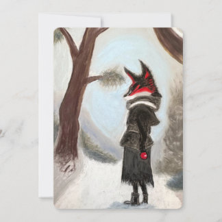 Festiva Tarjeta de zorro de invierno de vacaciones pintada