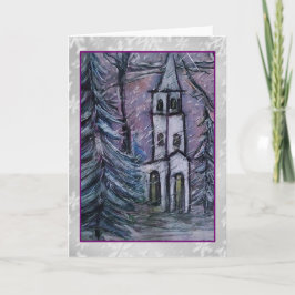 Festiva Tarjeta del arte de la aguja de Snowscape