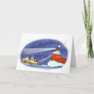 Festiva Tarjeta del barco de Santa