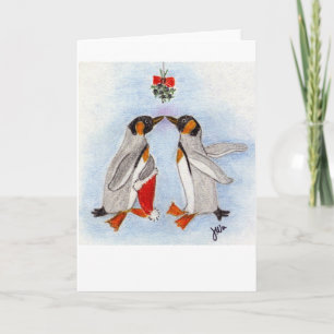 Festiva Tarjeta del beso del pingüino