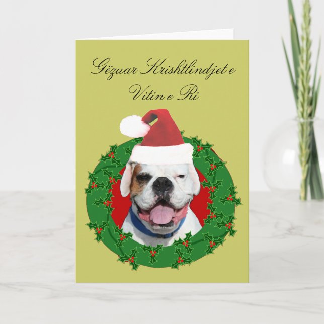 Festiva Tarjeta del boxeador de Gëzuar Krishtlindjet e (Anverso)