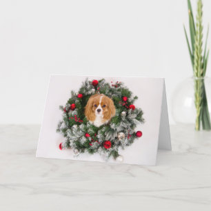 Festiva Tarjeta del Cavalier King Charles con Corona de Na
