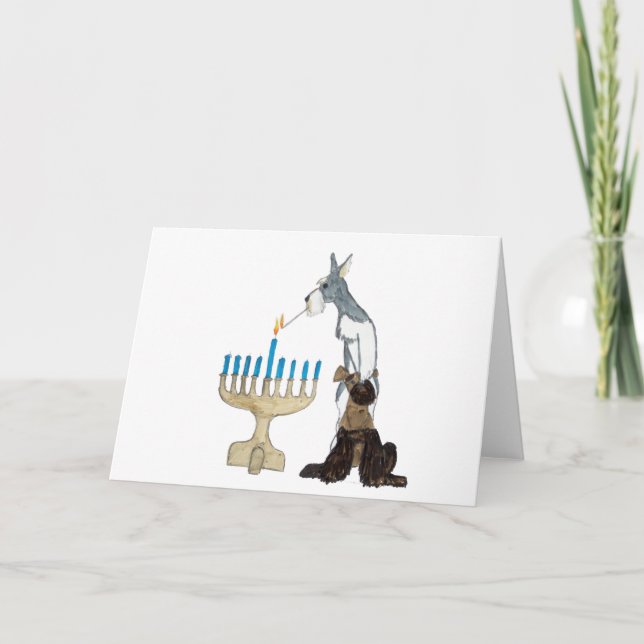 Festiva tarjeta del chanukah (Jánuca) (Anverso)