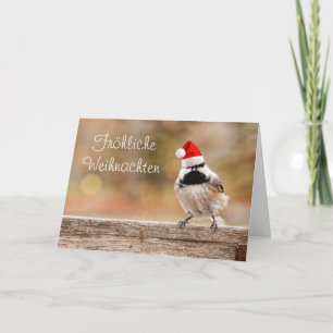 Festiva Tarjeta del Chickadee de Fröhliche Weihnachten
