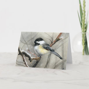 Festiva TARJETA del chickadee del pájaro del invierno