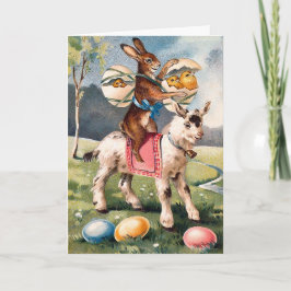 Festiva Tarjeta del conejito de pascua del vintage