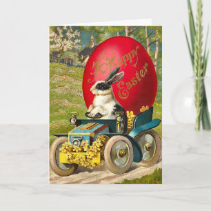 Festiva Tarjeta del conejito de pascua del vintage